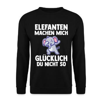 Elefant Elefanten - Unisex Pullover - Schwarz - Vorne - Alina (178cm) & Michal (187cm)