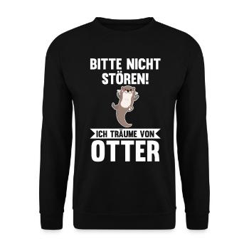 Seeotter Fischotter Otter - Unisex Pullover - Schwarz - Vorne - Alina (178cm) & Michal (187cm)