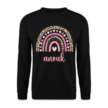 Anouk Regenbogen Name Geburtstag Anouk - Unisex Pullover - Schwarz - Vorne - Alina (178cm) & Michal (187cm)