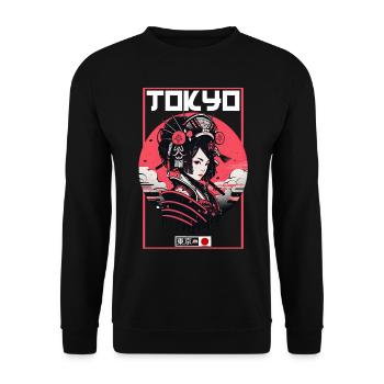 Asien 80er Japanischer Retro Samurais Samurai - Unisex Pullover - Schwarz - Vorne - Alina (178cm) & Michal (187cm)