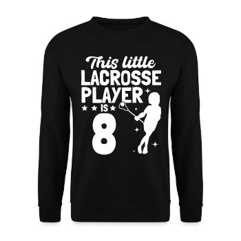 This Little Lacrosse Player Is 8 - Lacrosse Birthd - Unisex Sweatshirt - black - Front - Alina (178cm) & Michal (187cm)