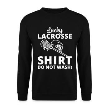 Chemise de crosse chanceux ne se lave pas! - Jeu de crosse - Sweat-shirt Unisexe - noir - Devant - Alina (178cm) & Michal (187cm)