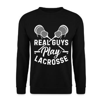 Joueur de crosse - De vrais gars jouent à la crosse - Sweat-shirt Unisexe - noir - Devant - Alina (178cm) & Michal (187cm)