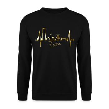 Essen Skyline Herzschlag Ruhrpott Fan Herz Essener - Sweat-shirt Unisexe - noir - Devant - Alina (178cm) & Michal (187cm)