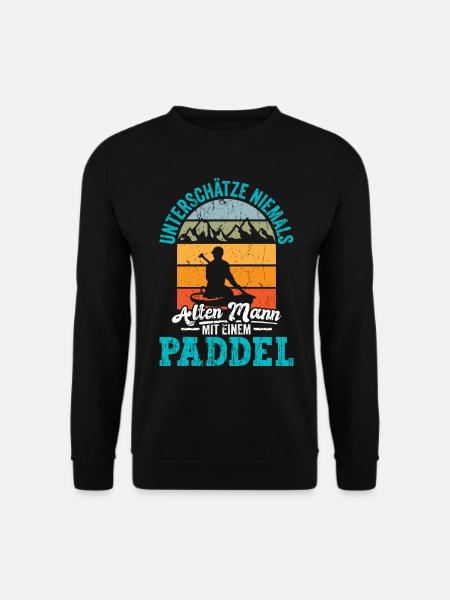 Unterschätze niemals alten Mann mit einem Paddel - Unisex Pullover - Schwarz