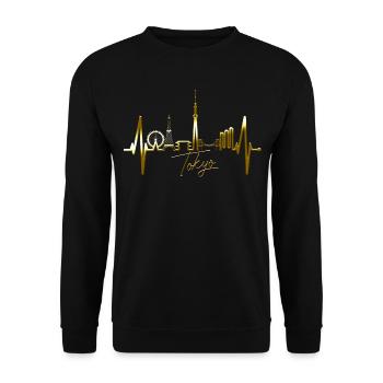 Tokyo Skyline Heartbeat Japan Heart I Love Tokyo - Unisex Sweatshirt - black - Front - Alina (178cm) & Michal (187cm)