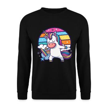 Einhorn Regenbogen Einhorn Rose Unicorns - Unisex Pullover - Schwarz - Vorne - Alina (178cm) & Michal (187cm)