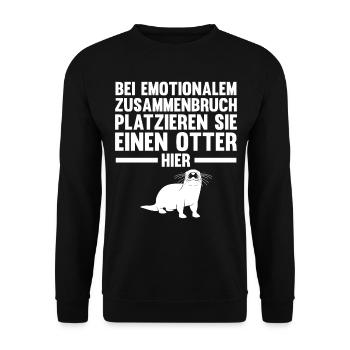 Seeotter Fischotter Otter - Unisex Pullover - Schwarz - Vorne - Alina (178cm) & Michal (187cm)