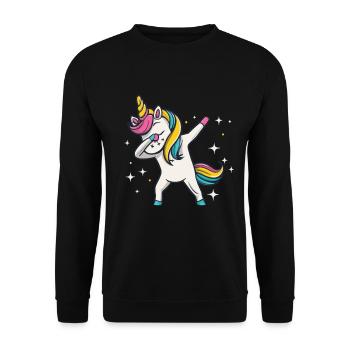 Dabbing Unicorn Einhorn Dab Dabbing Trend Tanz - Unisex Pullover - Schwarz - Vorne - Alina (178cm) & Michal (187cm)