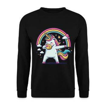 Dabbing Unicorn Einhorn Dab Dabbing Trend Tanz - Unisex Pullover - Schwarz - Vorne - Alina (178cm) & Michal (187cm)