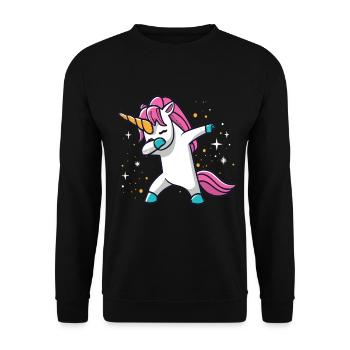 Dabbing Unicorn Einhorn Dab Dabbing Trend Tanz - Unisex Pullover - Schwarz - Vorne - Alina (178cm) & Michal (187cm)