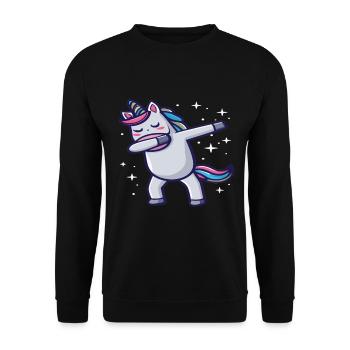 Dabbing Unicorn Einhorn Dab Dabbing Trend Tanz - Unisex Pullover - Schwarz - Vorne - Alina (178cm) & Michal (187cm)