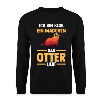 Seeotter Fischotter Otter - Unisex Pullover - Schwarz - Vorne - Alina (178cm) & Michal (187cm)