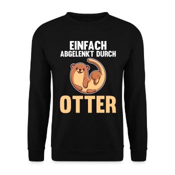 Seeotter Fischotter Otter - Unisex Pullover - Schwarz - Vorne - Alina (178cm) & Michal (187cm)