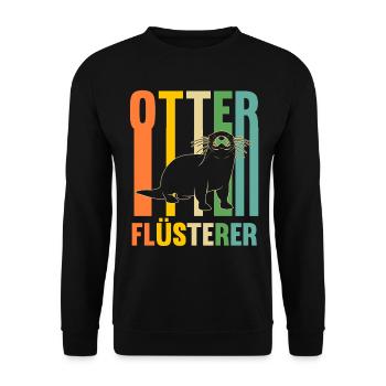 Seeotter Fischotter Otter - Unisex Pullover - Schwarz - Vorne - Alina (178cm) & Michal (187cm)