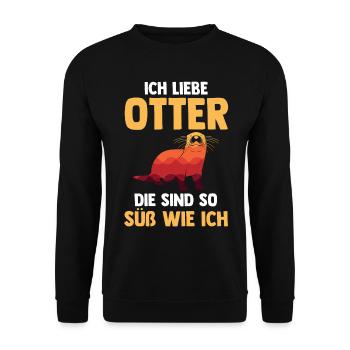 Seeotter Fischotter Otter - Unisex Pullover - Schwarz - Vorne - Alina (178cm) & Michal (187cm)