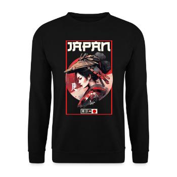 Asia 80s Japanese Retro Samurai Samurai - Unisex Sweatshirt - black - Front - Alina (178cm) & Michal (187cm)