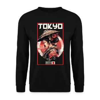 Asia 80s Japanese Retro Samurai Samurai - Unisex Sweatshirt - black - Front - Alina (178cm) & Michal (187cm)