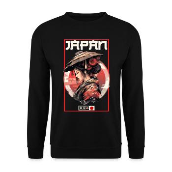 Asia 80s Japanese Retro Samurai Samurai - Unisex Sweatshirt - black - Front - Alina (178cm) & Michal (187cm)