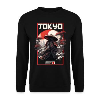Asien 80er Japanischer Retro Samurais Samurai - Unisex Pullover - Schwarz - Vorne - Alina (178cm) & Michal (187cm)