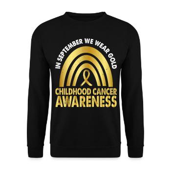 En septembre, nous portons Gold Childhood Cancer - Sweat-shirt Unisexe - noir - Devant - Alina (178cm) & Michal (187cm)