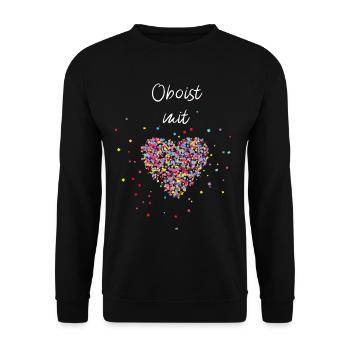 Oboist mit Herz Oboe Blasinstrument Oboenlehrer - Unisex Pullover - Schwarz - Vorne - Alina (178cm) & Michal (187cm)