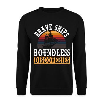 Brave Ships Boundless Discoveries Columbus - Unisex Sweatshirt - black - Front - Alina (178cm) & Michal (187cm)