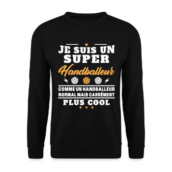 Humour Super Handballeur Humoristique Handball - Sweat-shirt Unisexe - noir - Devant - Alina (178cm) & Michal (187cm)