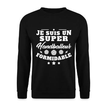 Humour Super Handballeur formidable Handball - Sweat-shirt Unisexe - noir - Devant - Alina (178cm) & Michal (187cm)