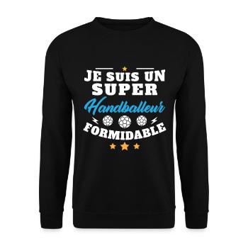 Humour Super Handballeur formidable Handball - Sweat-shirt Unisexe - noir - Devant - Alina (178cm) & Michal (187cm)