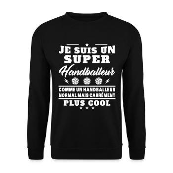Humour Super Handballeur Humoristique Handball - Sweat-shirt Unisexe - noir - Devant - Alina (178cm) & Michal (187cm)
