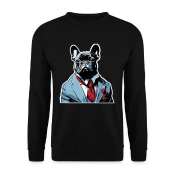 French Bulldog T Shirt Dog funny dog design Hunde - Unisex Pullover - Schwarz - Vorne - Alina (178cm) & Michal (187cm)