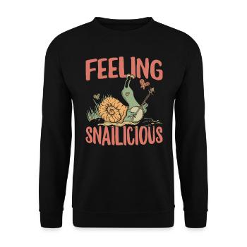 Snail Lover Snailicious Sluggish Running Jogging - Unisex Sweatshirt - black - Front - Alina (178cm) & Michal (187cm)