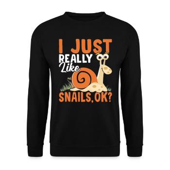 Snail lovers like snail owners - Unisex Sweatshirt - black - Front - Alina (178cm) & Michal (187cm)