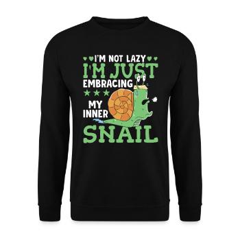 Snail lovers not lazy snail owners - Unisex Sweatshirt - black - Front - Alina (178cm) & Michal (187cm)