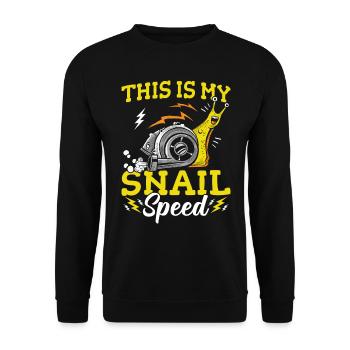 Snails Lovers Snail Speed Sluggish - Unisex Sweatshirt - black - Front - Alina (178cm) & Michal (187cm)