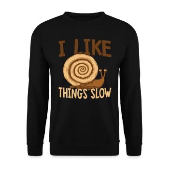 Snail lover: I like things slow, sluggish - Unisex Sweatshirt - black - Front - Alina (178cm) & Michal (187cm)
