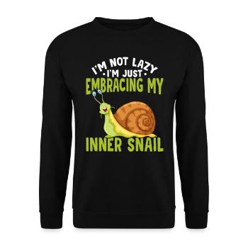 Snail lover, I'm not lazy - Unisex Sweatshirt - black - Front - Alina (178cm) & Michal (187cm)