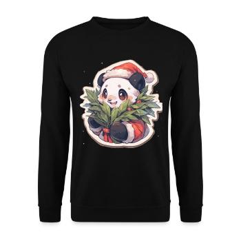 Panda Noël Panda Pandas Panda Noël - Sweat-shirt Unisexe - noir - Devant - Alina (178cm) & Michal (187cm)
