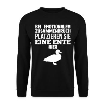 Entenliebhaber Tiermotiv Ente - Unisex Pullover - Schwarz - Vorne - Alina (178cm) & Michal (187cm)
