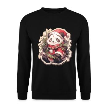Panda Noël Panda Pandas Panda Noël - Sweat-shirt Unisexe - noir - Devant - Alina (178cm) & Michal (187cm)