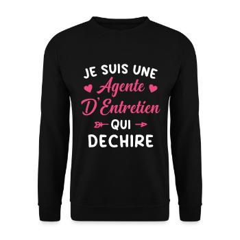 Agente d'Entretien qui déchire Idée Cadeau - Sweat-shirt Unisexe - noir - Devant - Alina (178cm) & Michal (187cm)