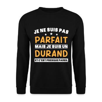 Cadeau humour Durand nom de famille - Sweat-shirt Unisexe - noir - Devant - Alina (178cm) & Michal (187cm)