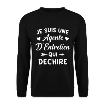 Agente d'Entretien qui déchire Idée Cadeau - Sweat-shirt Unisexe - noir - Devant - Alina (178cm) & Michal (187cm)