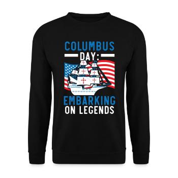 Kolumbus-Tag: Einschiffung auf Legenden Kolumbus-T - Unisex Pullover - Schwarz - Vorne - Alina (178cm) & Michal (187cm)
