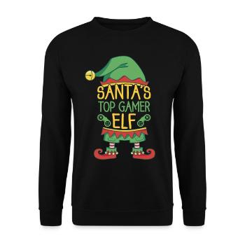 Santa Claus Top Gamer Elf Controller Games Wei - Unisex Sweatshirt - black - Front - Alina (178cm) & Michal (187cm)
