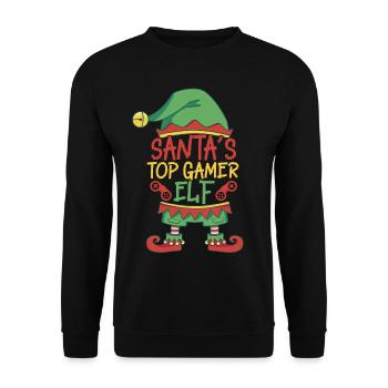 Weihnachtsmann's Top Gamer Elf Controller Gaming W - Unisex Pullover - Schwarz - Vorne - Alina (178cm) & Michal (187cm)