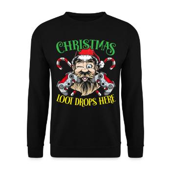 Weihnachten Loot Drops hier Gaming Weihnachten - Unisex Pullover - Schwarz - Vorne - Alina (178cm) & Michal (187cm)