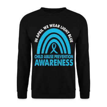 In April, we wear light blue awareness of the - Unisex Sweatshirt - black - Front - Alina (178cm) & Michal (187cm)