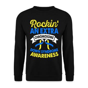 Additional Chromosomal Down Syndrome Awareness - Unisex Sweatshirt - black - Front - Alina (178cm) & Michal (187cm)